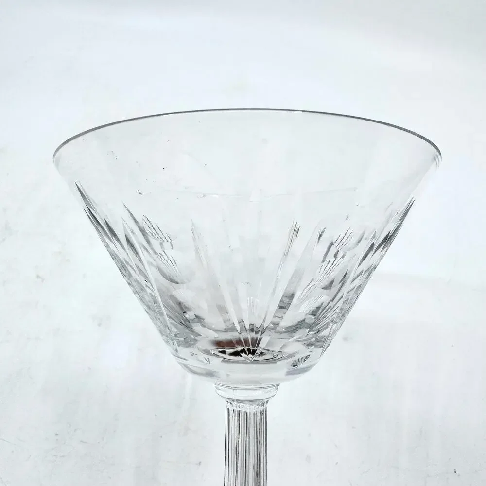 Vintage LIBBEY Lucerne Art Deco Crystal Skyscraper Cocktail Martini glass Set-8